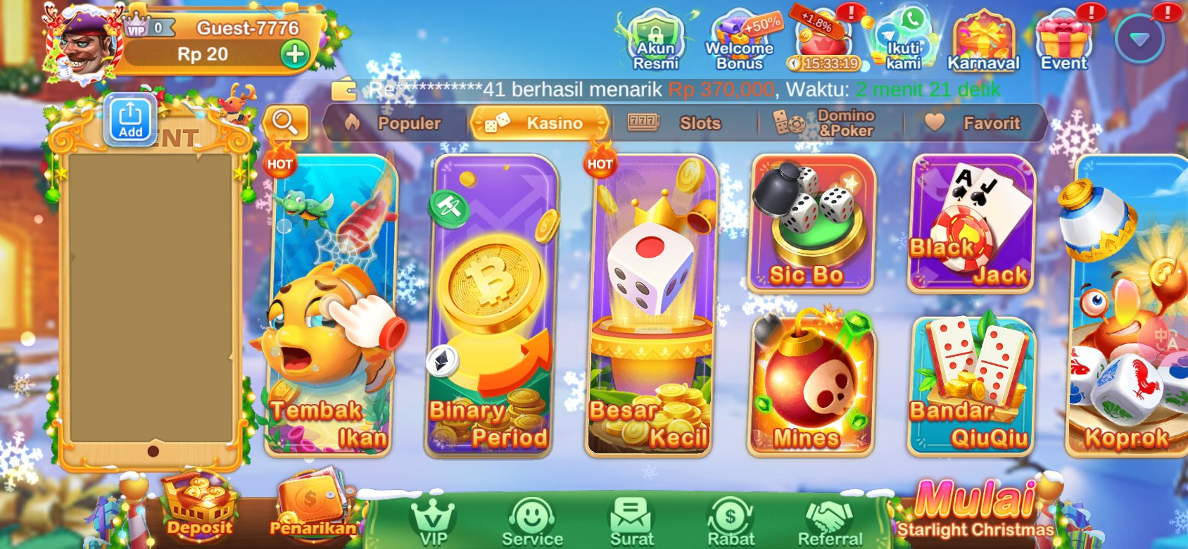 Game kasino populer seperti Tembak Ikan dan Sic Bo tersedia di K3K3 Apk 4 J 1914 F.